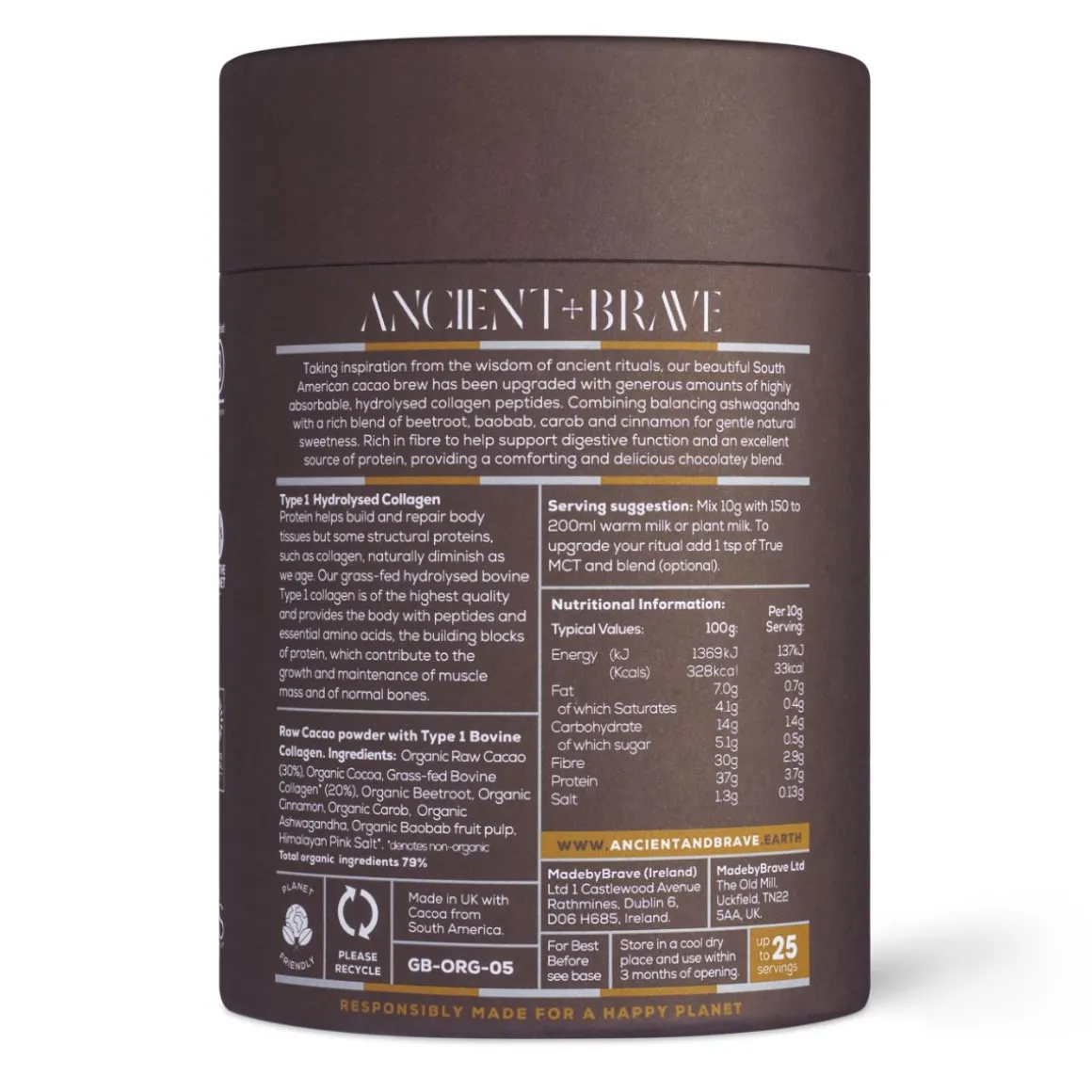 Ancient + Brave Cacao + Collagen Tub 250g