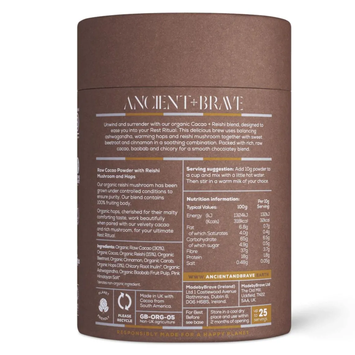 Ancient + Brave Cacao + Reishi Tub 250g