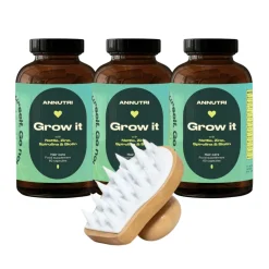 Annutri Grow It Hair Supplement 3 Month Supply with Complimentary Scalp Brush