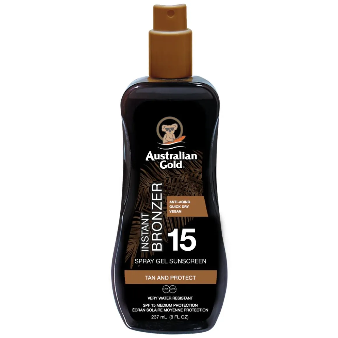 Australian Gold SPF 15 Spray Gel Sunscreen with Instant Bronzers