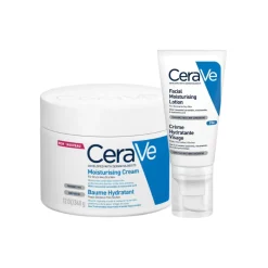 CeraVe Evening Moisturising Routine for Dry Skin, Body and Face Moisturiser with Hyaluronic Acid