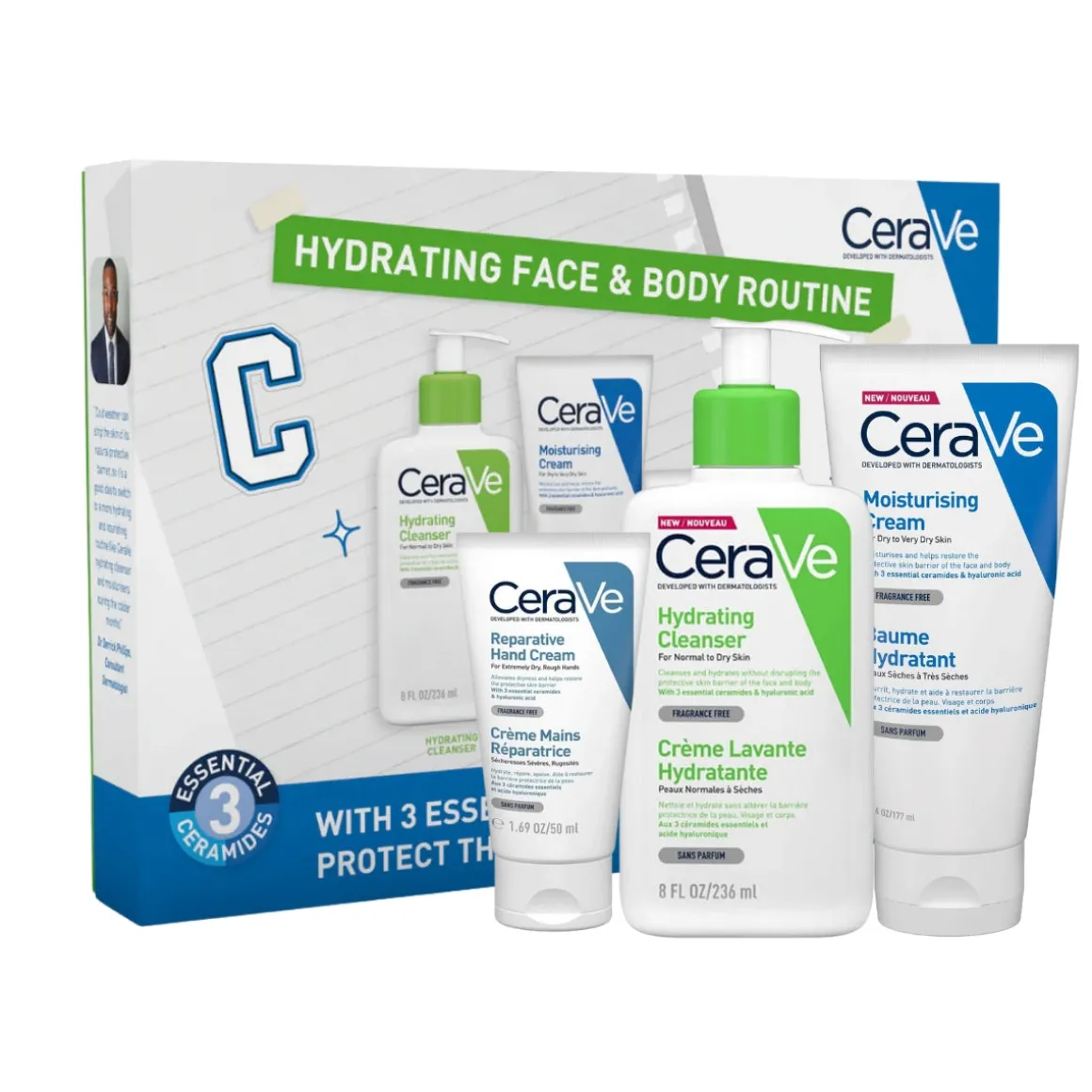 CeraVe Hydrating Face & Body Routine Gift Set.