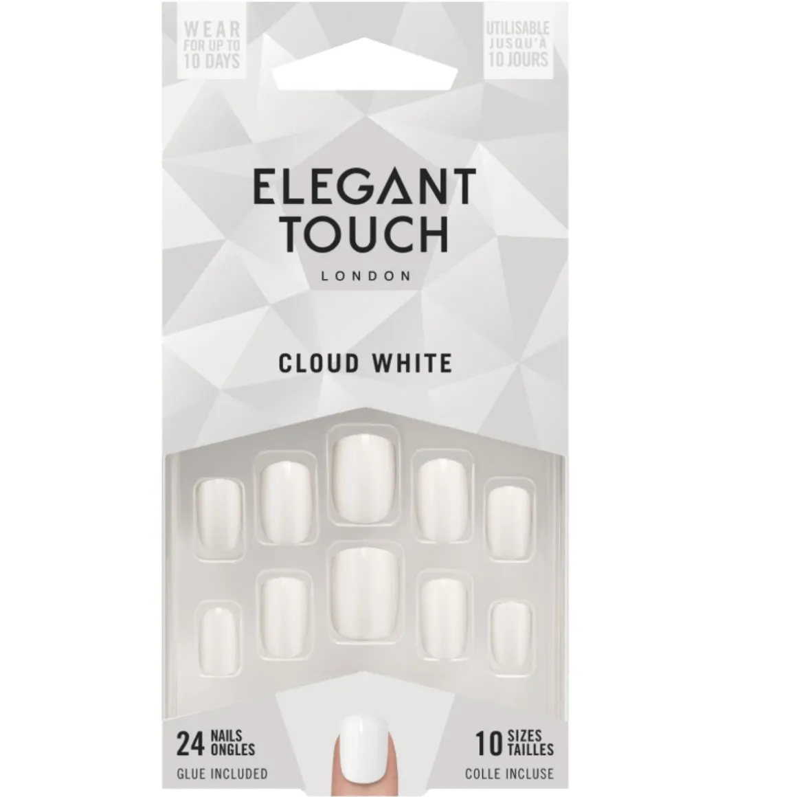 Elegant Touch Core Colour True Cloud White False Nails