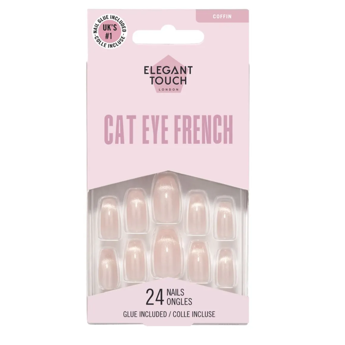 Elegant Touch Glitter Nails Cat Eye French Mirage