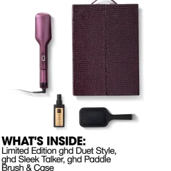 Ghd Duet Style Hot Air Styler in Cherry with Sleek Talker and Paddle Brush