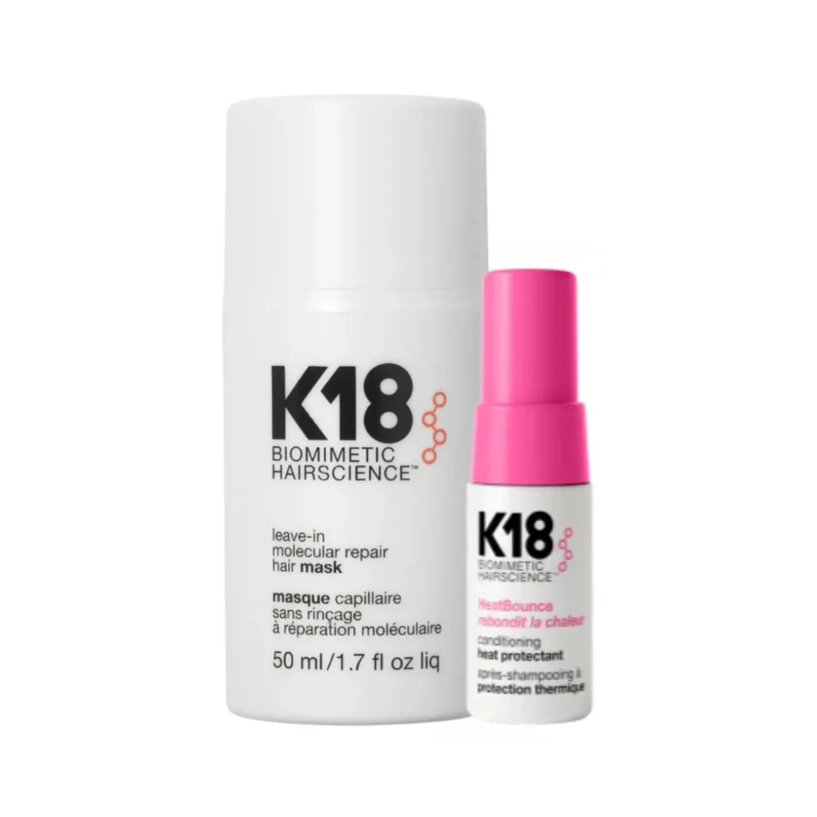 K18 Leave-in Molecular Repair Hair Mask 50ml with FREE K18 HeatBounce Heat Protection 15ml