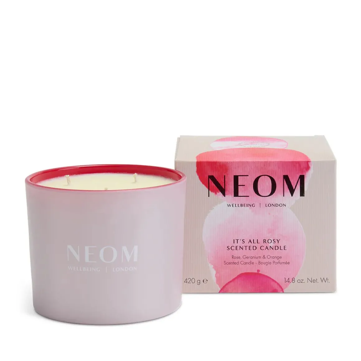 Neom Wellbeing It's All Rosy 3 Wick Candle