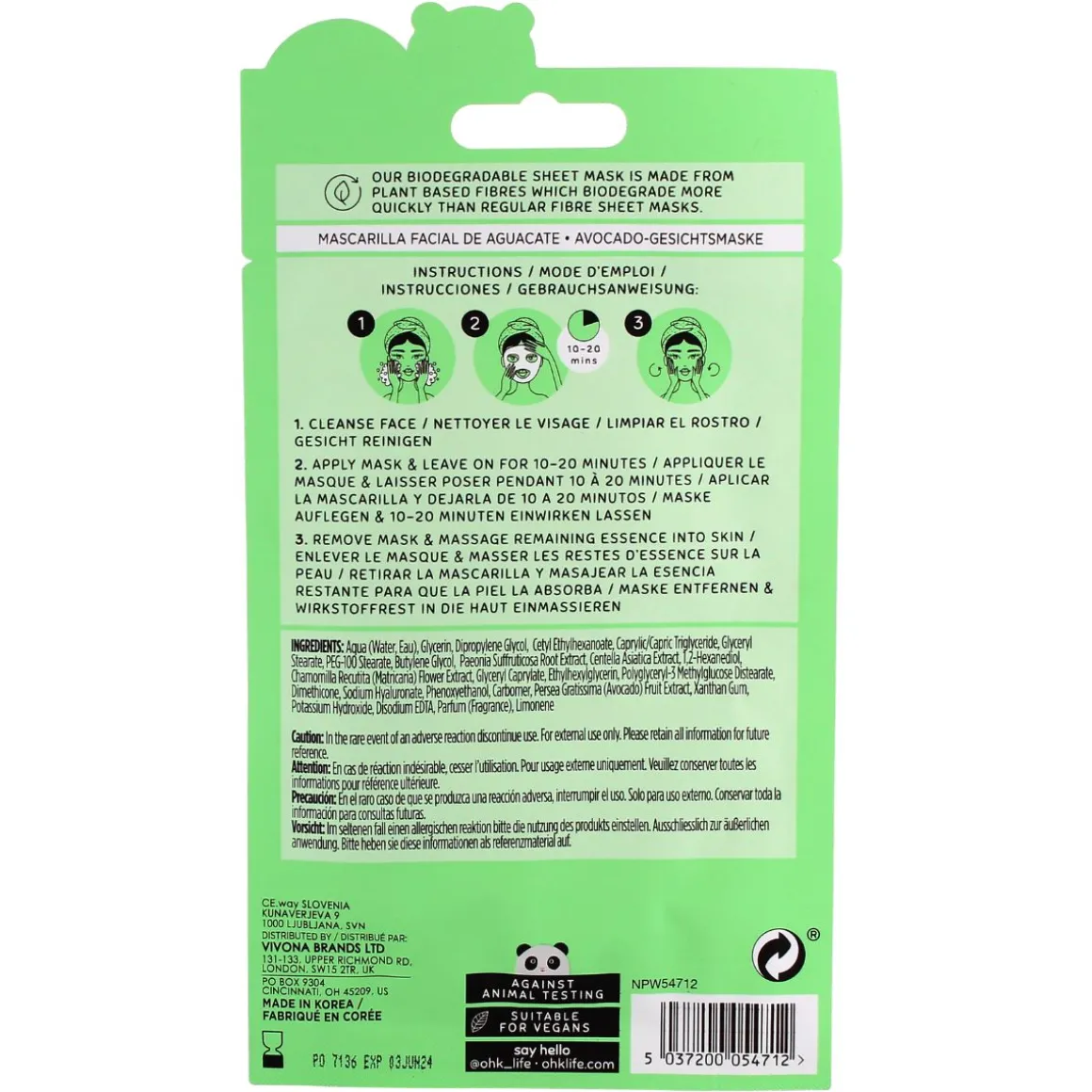 Oh K! Sheet Mask Avocado