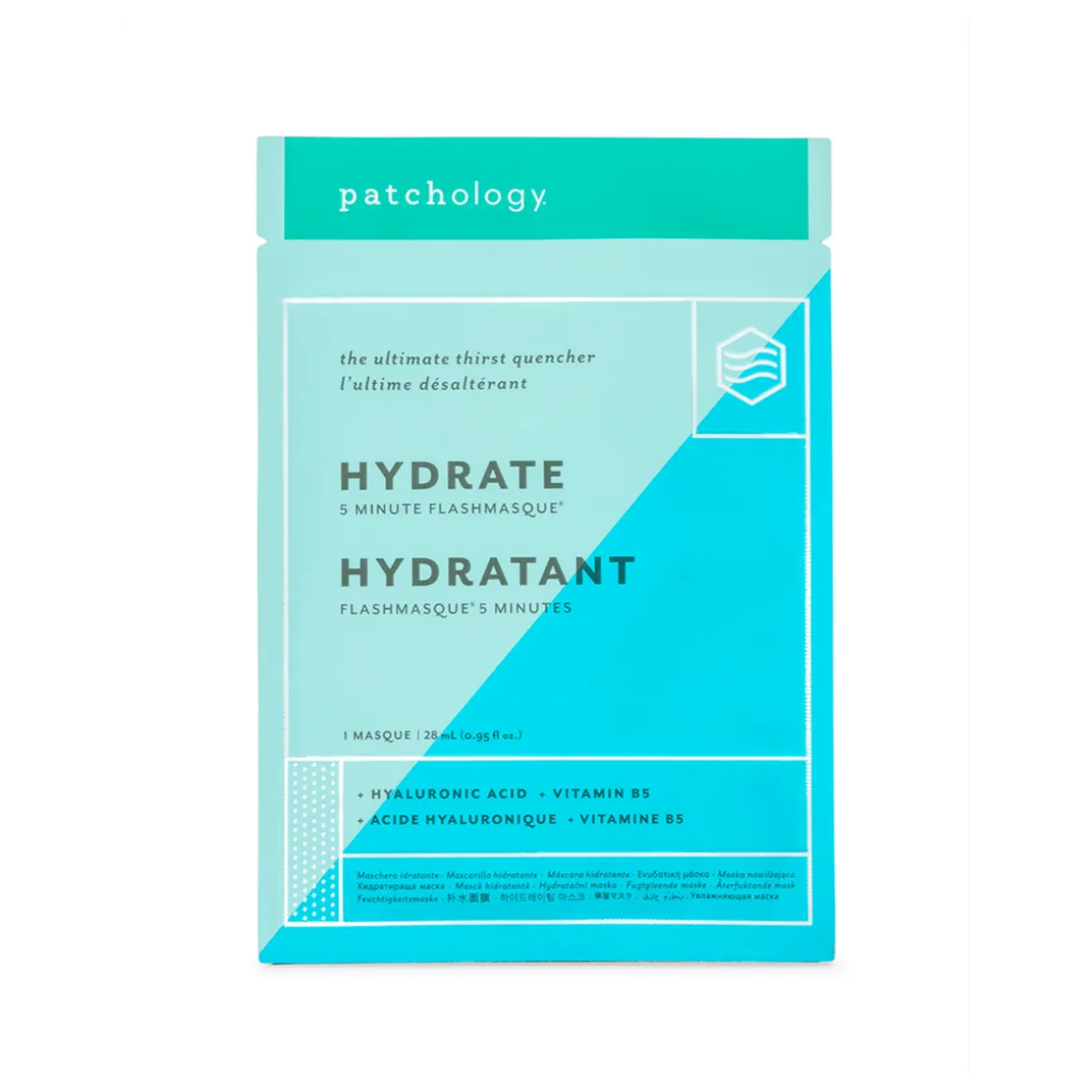 Patchology FlashMasque Hydrate Facial Sheet.