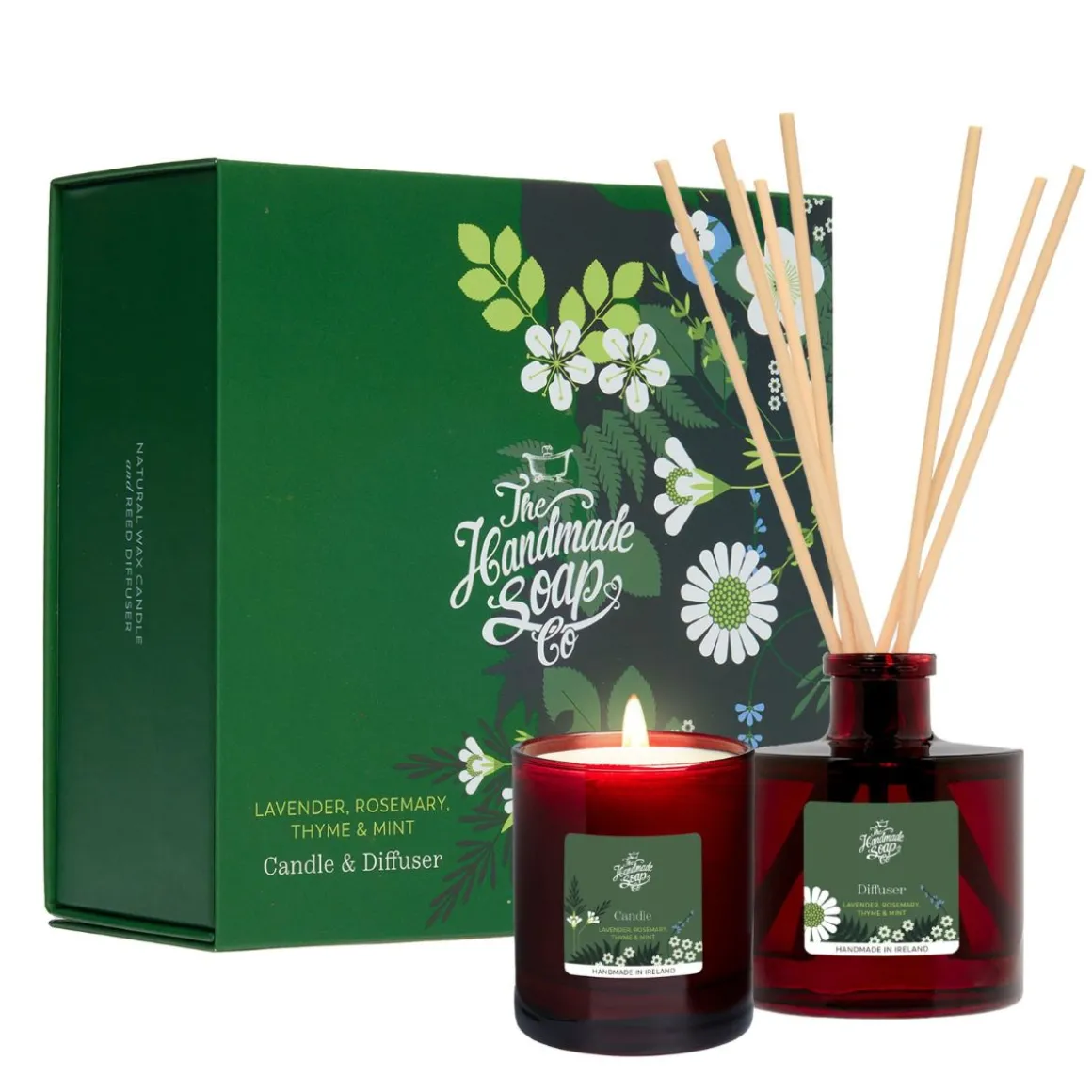The Handmade Soap Company Lavender, Rosemary, Thyme & Mint Candle & Diffuser Gift Set