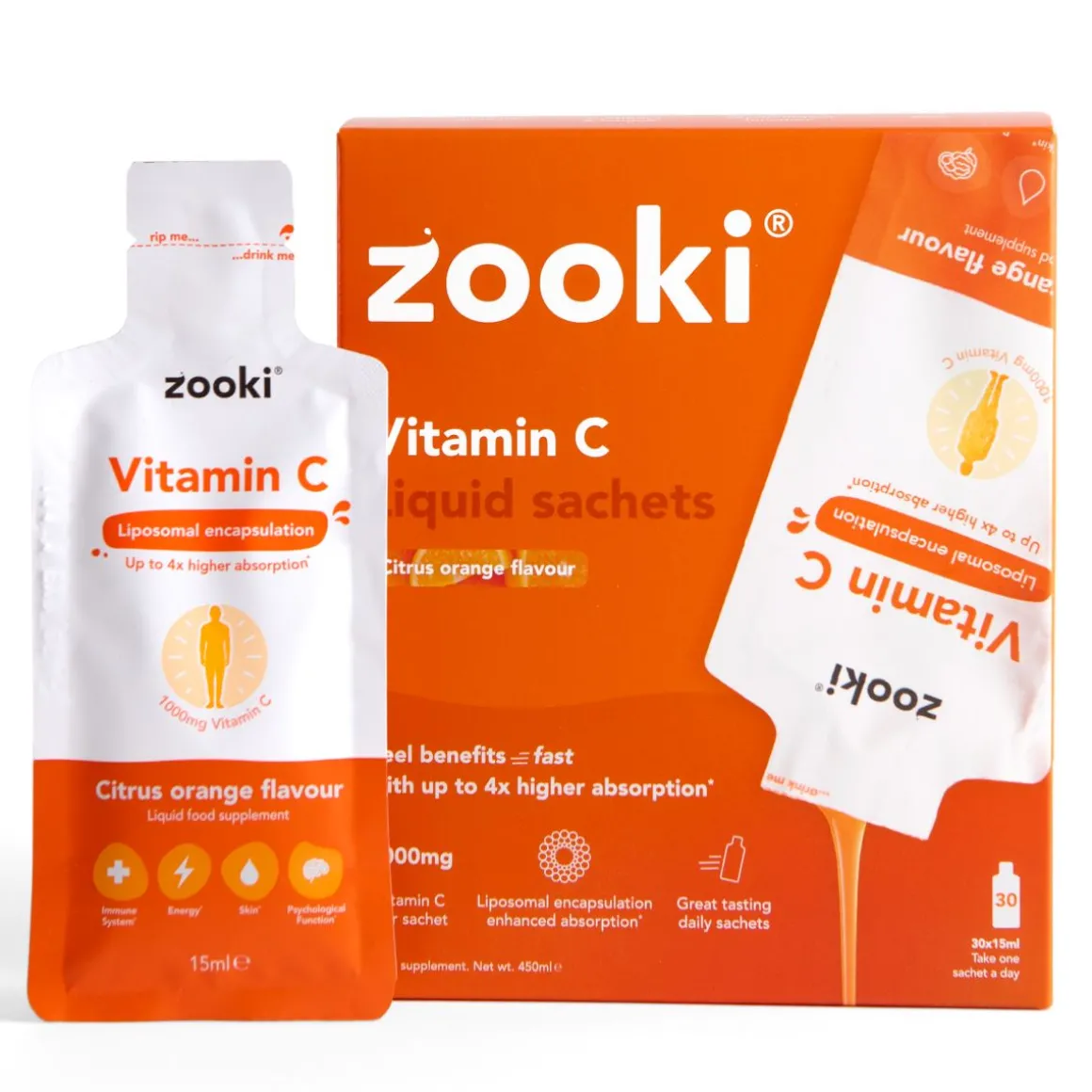 Zooki Liposomal Vitamin C Citrus Orange 30s